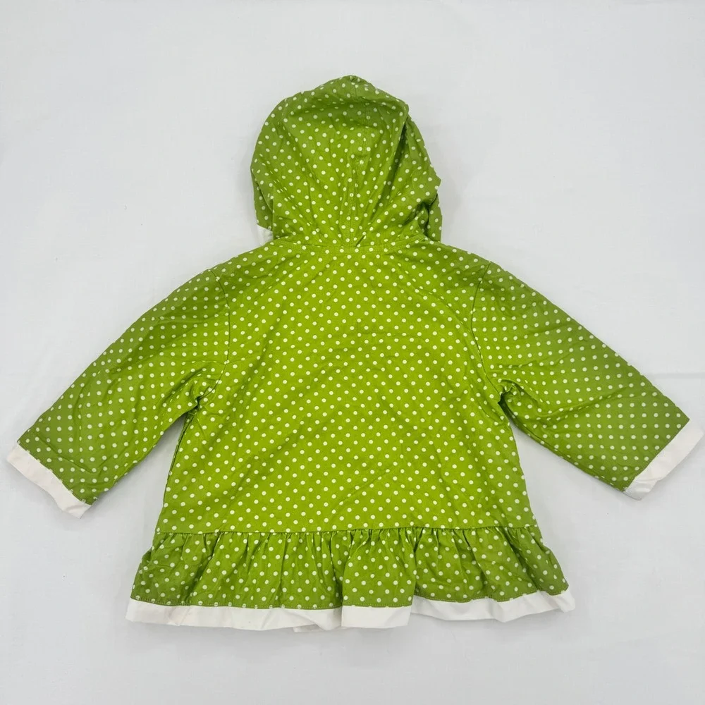 Vtg 2000s Gymboree Daisy Rain Jacket Girls Sz 12-24 Months Ruffle Hem Polka Dots